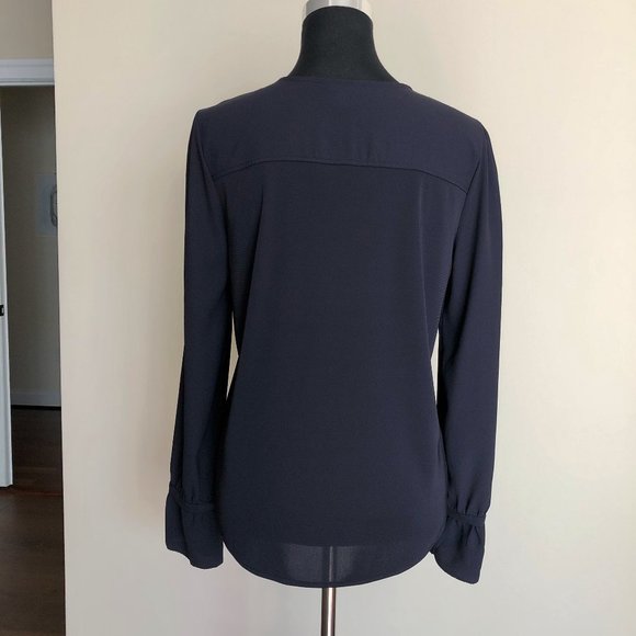 Ann Taylor Navy Top with Lace Trim - Picture 3 of 5